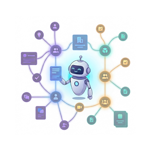 myhidn workspace showing contacts, tasks, follow-ups, decision notes, and relationship paths — all connected
